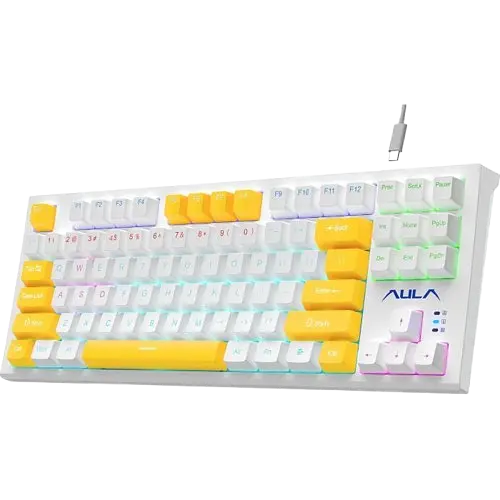 Клавіатура Aula F3032 Dark Yellow keys RGB White (6948391201757) - фото 4