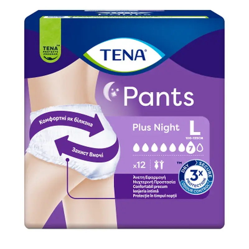 Підгузки для дорослих Tena Pants Plus Night Труси нічні розмір Large 12 шт (7322540839920) - фото 2