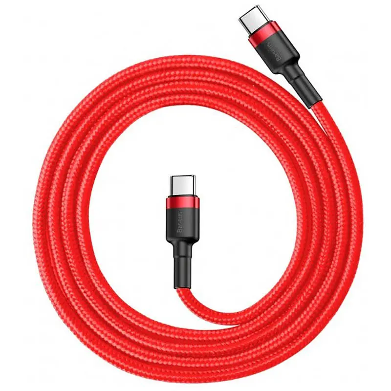 Дата кабель Baseus Cafule Type-C to Type-C PD2.0 60W (2m) (CATKLF-H) Червоний - фото 3