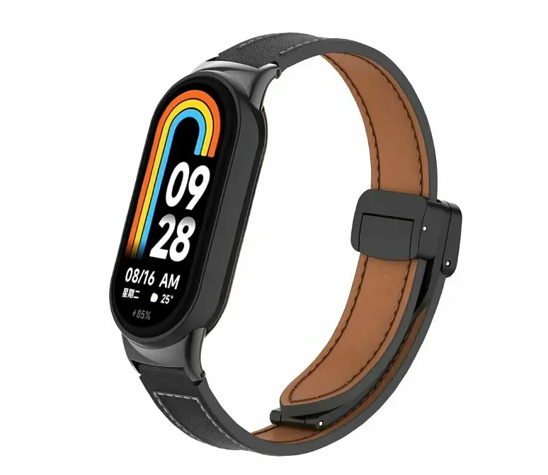 Шкіряний ремінець для XiaomiBand 8 Чорний