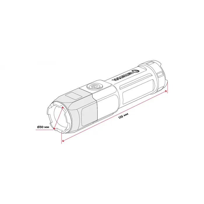 Ліхтар ручний Intertool LB-0120 світлодіодний XPE акумуляторний Li-Ion zoom чотири режими яскравість 120 лм USB зарядка - фото 8