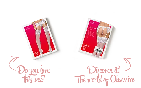 Панчохи під пояс із широким мереживом Obsessive 810-STO-2 stockings L/XL, білі - фото 4
