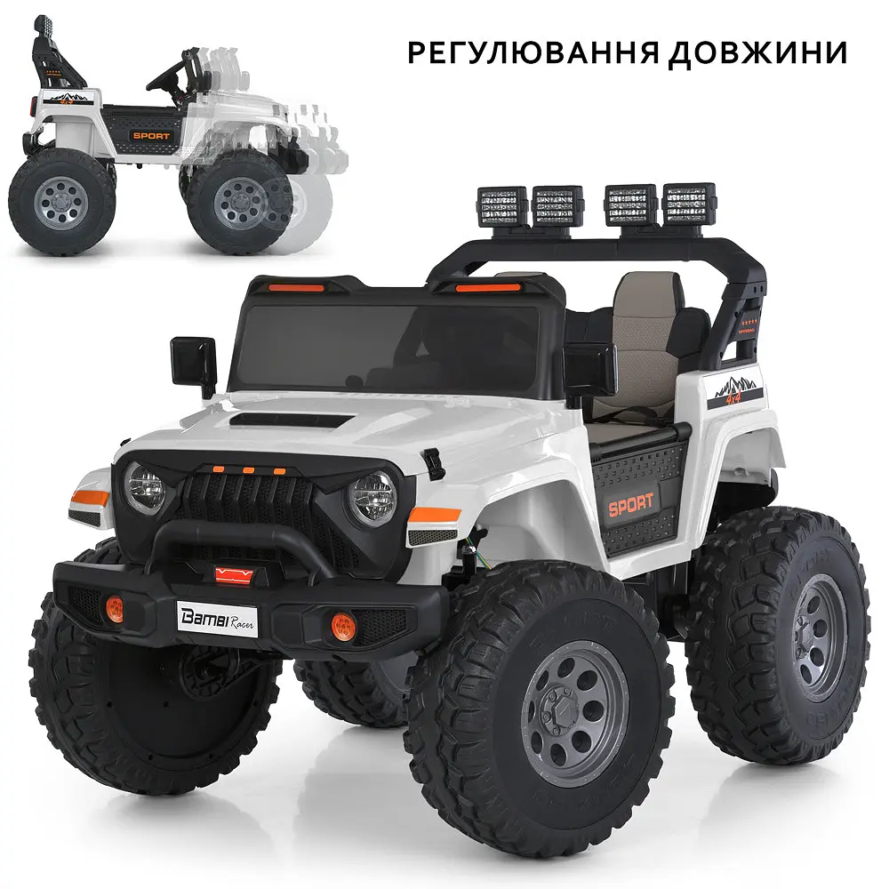Електромобіль джип 24V7Ah 4x45W 2.4G пульт EVA MP3/USB/Bluetooth шкіра білий (M 6204EBLR-1 24V) - фото 2