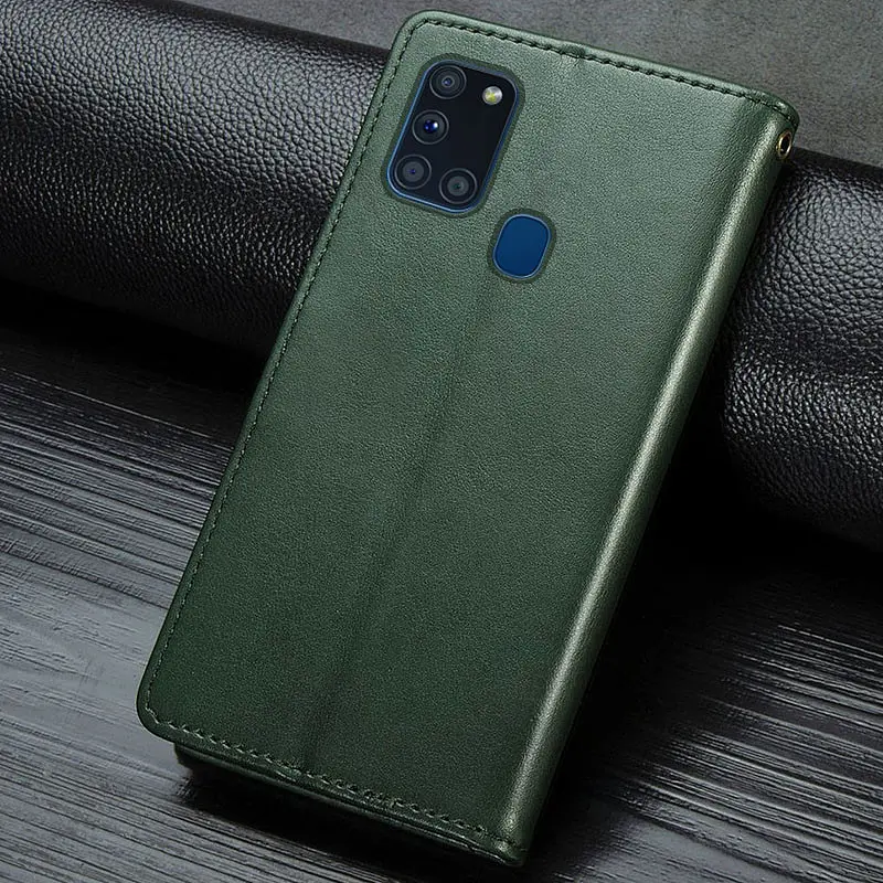 Шкіряний чохол-книжка GETMAN Gallant (PU) для Samsung Galaxy A21s Зелений - фото 4