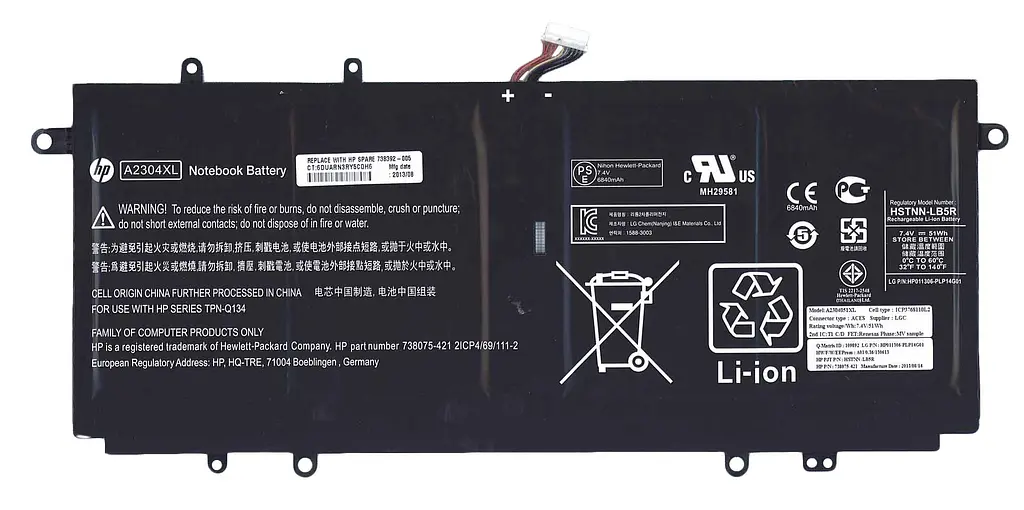 Акумулятор для ноутбука HP (A2304XL) ChromeBook 14 7.4V Black 6840 mAh - фото 2