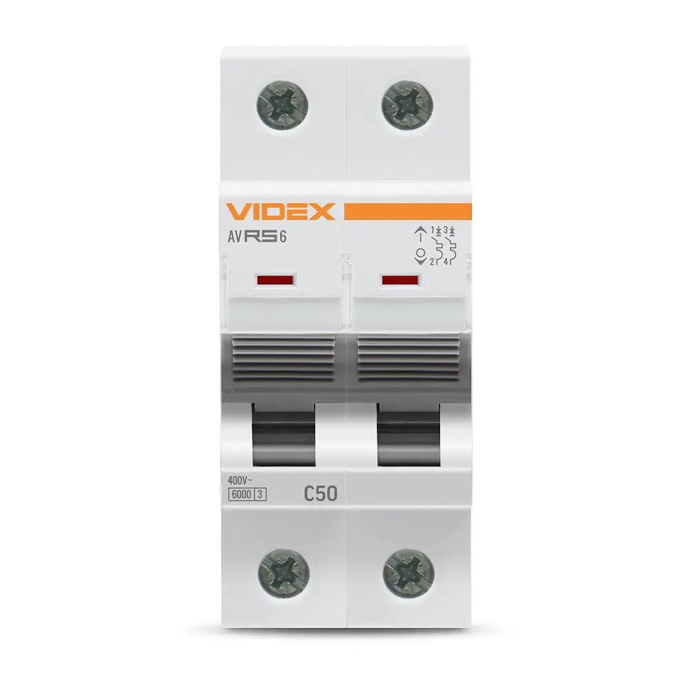 Автоматичний вимикач RS6 2п 50А 6кА С VIDEX RESIST VIDEX (26576-000) - фото 2