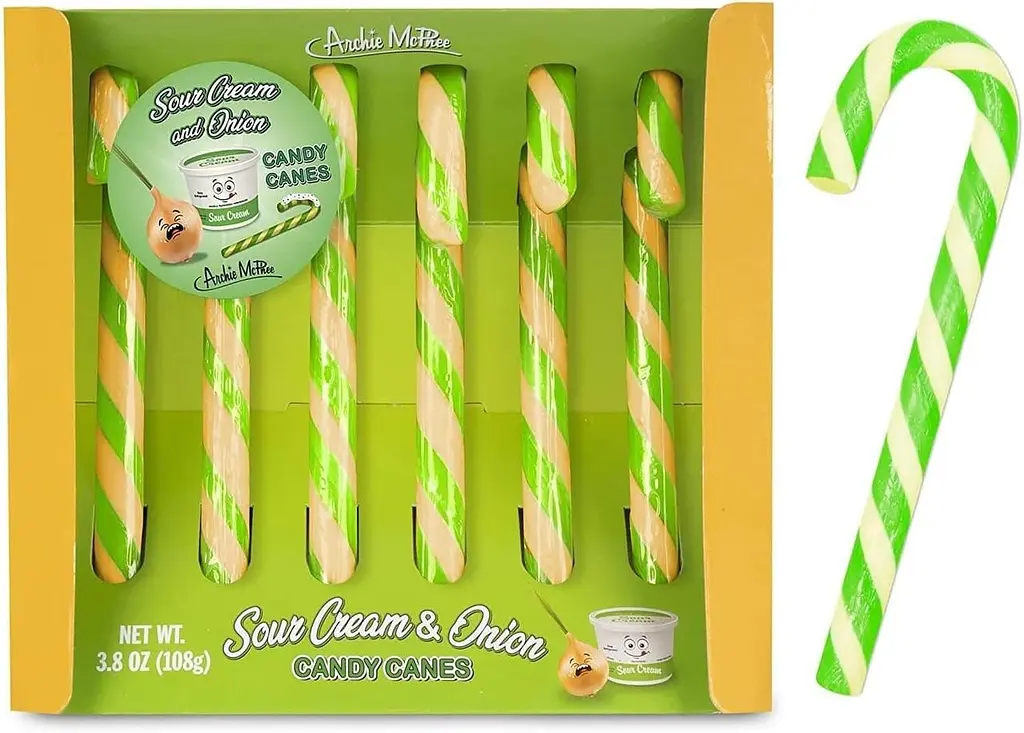 Льодяники-тростини Archie McPhee Sour Cream and Onion Candy Canes 108г - фото 3