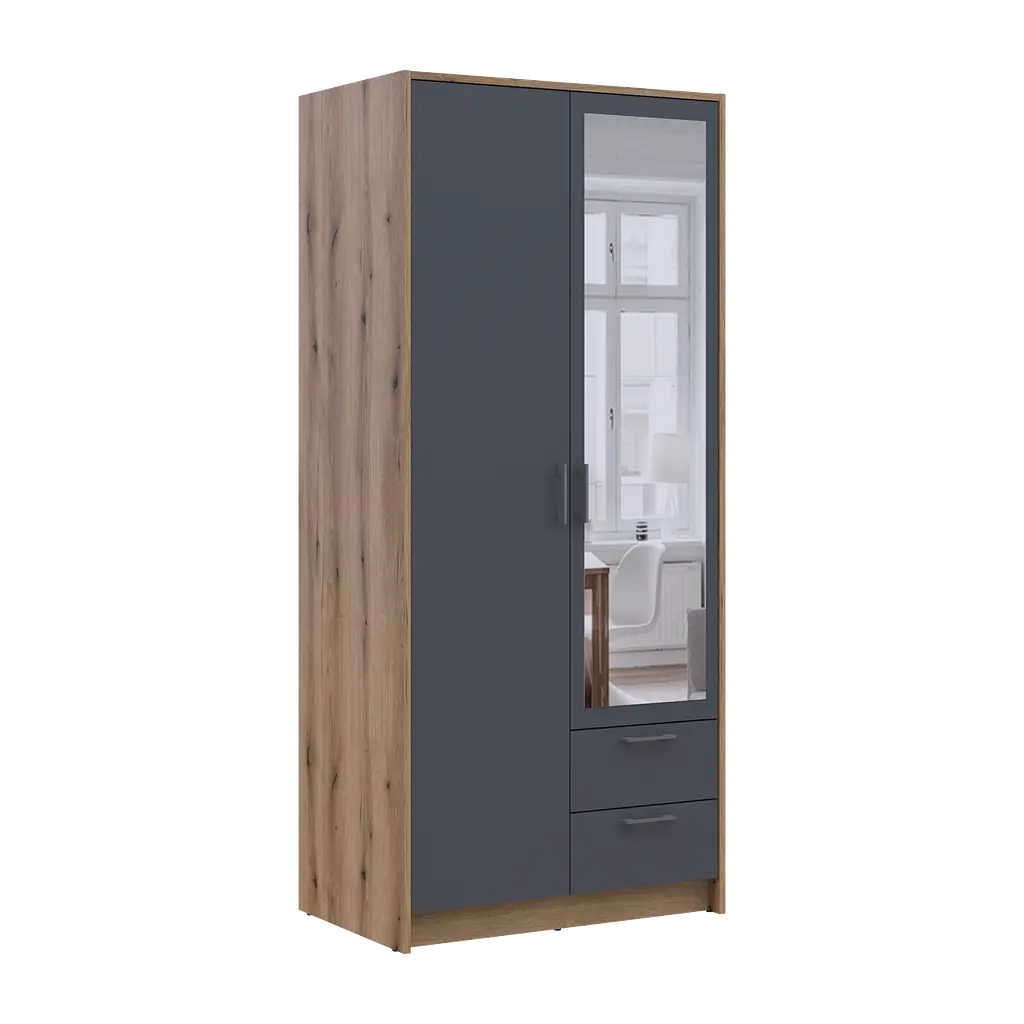 Шафа для одягу Doros Ронді з дзеркалом Дуб Артизан/Графіт 2ДСП 82х52х195 (80737806) - фото 6