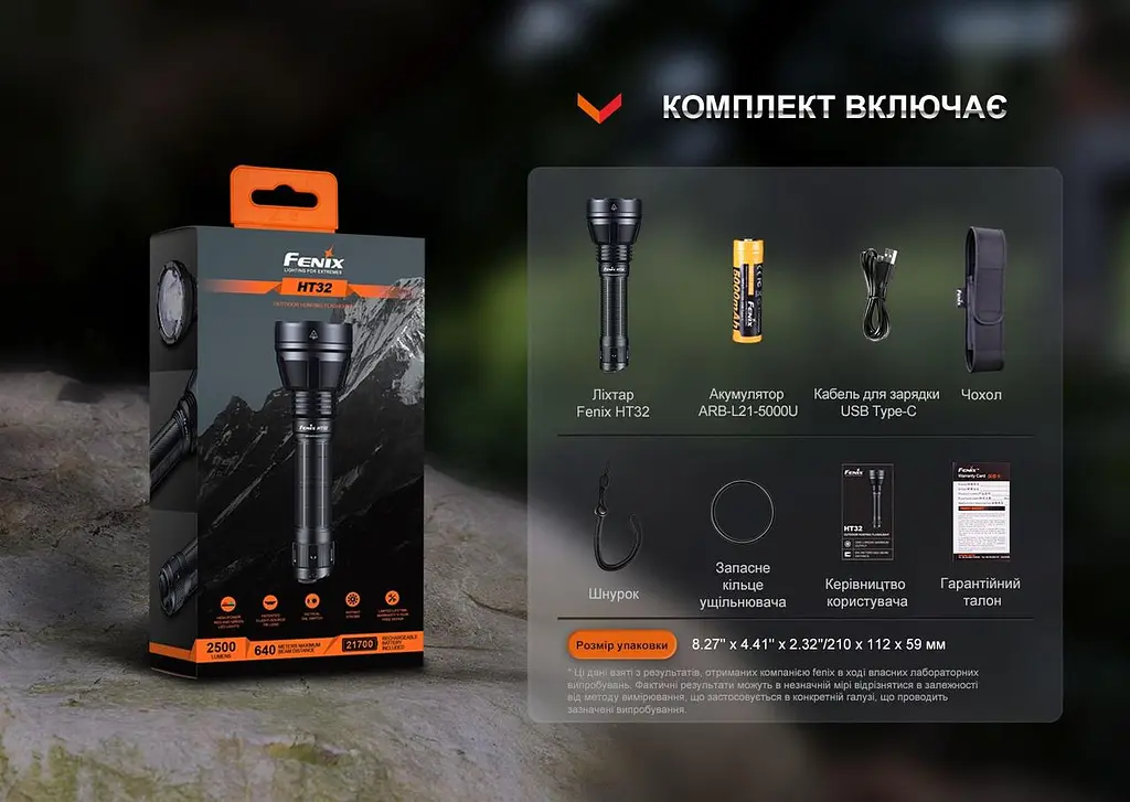 Ручной фонарик Fenix HT32 2500лм (белый + красный + зеленый свет) Черный - фото 4