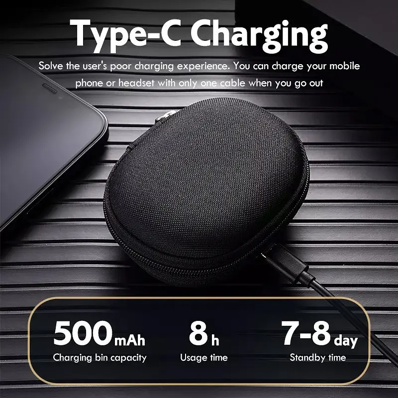 Беспроводные спортивные Bluetooth наушники TWS J92 c тканевым зарядным кейсом, сенсорами управления чёрные - фото 7