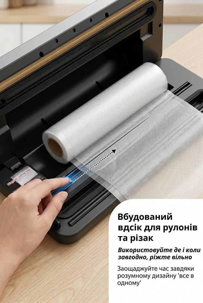 Вакуумний пакувальник 200Вт Zepline ZP-00374 з LED-підсвіткою та рулоном пакетів - фото 8