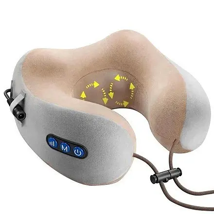 Масажна подушка універсальна масажер для спини рук та ніг U-Shaped Massage Pillow бежевий - фото 8