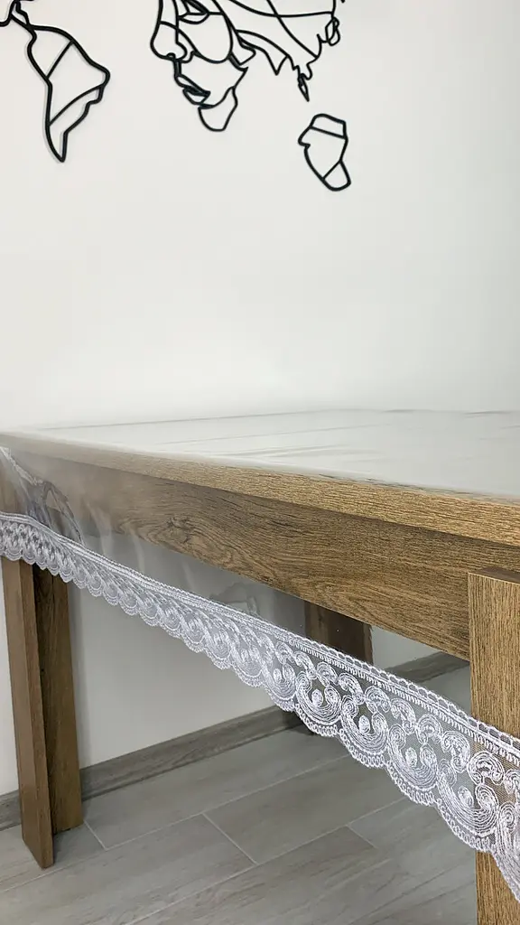 Силіконова скатертина прямокутна з мереживом Арка 7см 190х130 см Сірий - фото 5