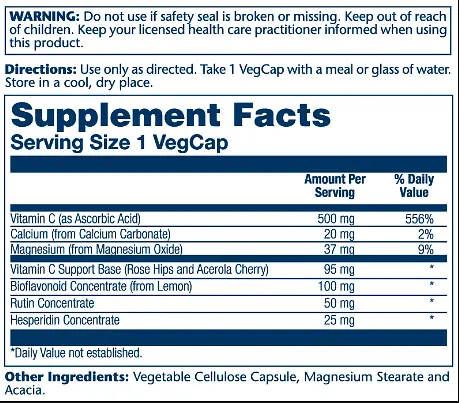 Витамины Solaray Vitamin C with Bioflavonoid Concentrate 500 мг 100 капсул - фото 2