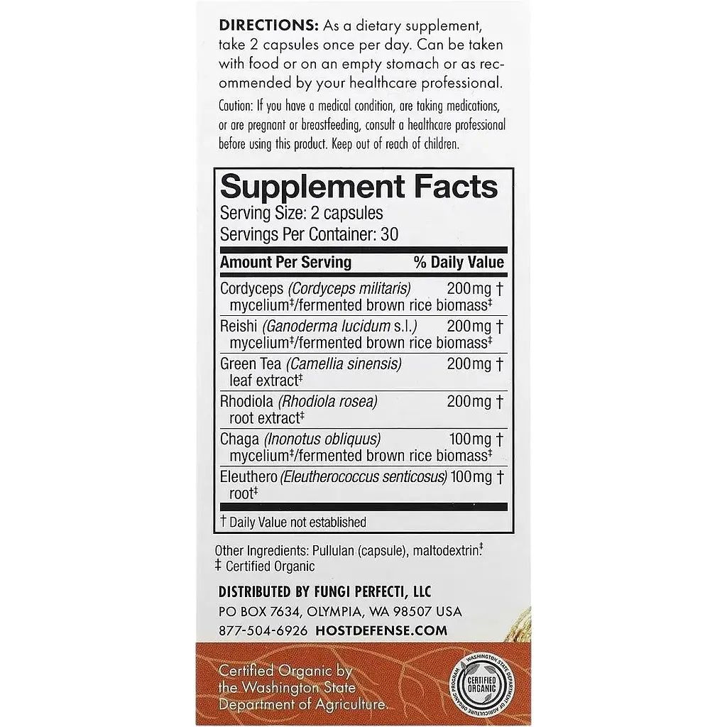 Гриби для посилення життєвої енергії Fungi Perfecti MycoBotanicals Energy 60 капсул - фото 3