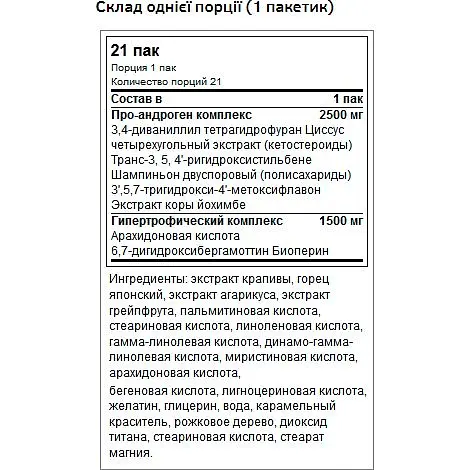 Стимулятор тестостерону Universal Nutrition Animal Test 21 пакетик - фото 2