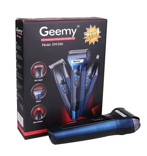 Чоловічий набір Geemy GM-566 3 в 1 для догляду за волоссям, бородою, тример для носа, бритва - фото 3
