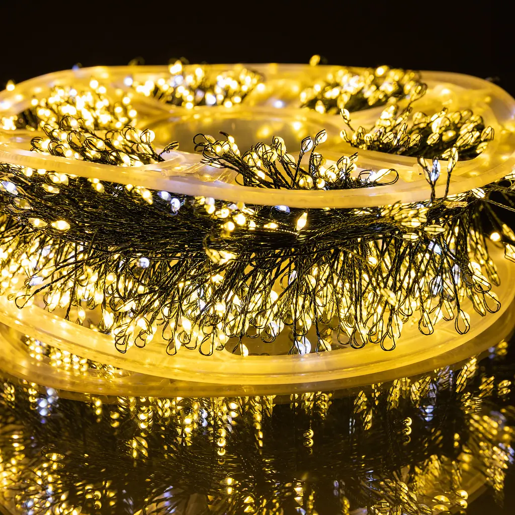 Новорічна гірлянда кімнатна роса Garlando D1500L50MGY 50 м 1500 LED Хвойна лапа зелений дріт Жовте сяйво  - фото 4
