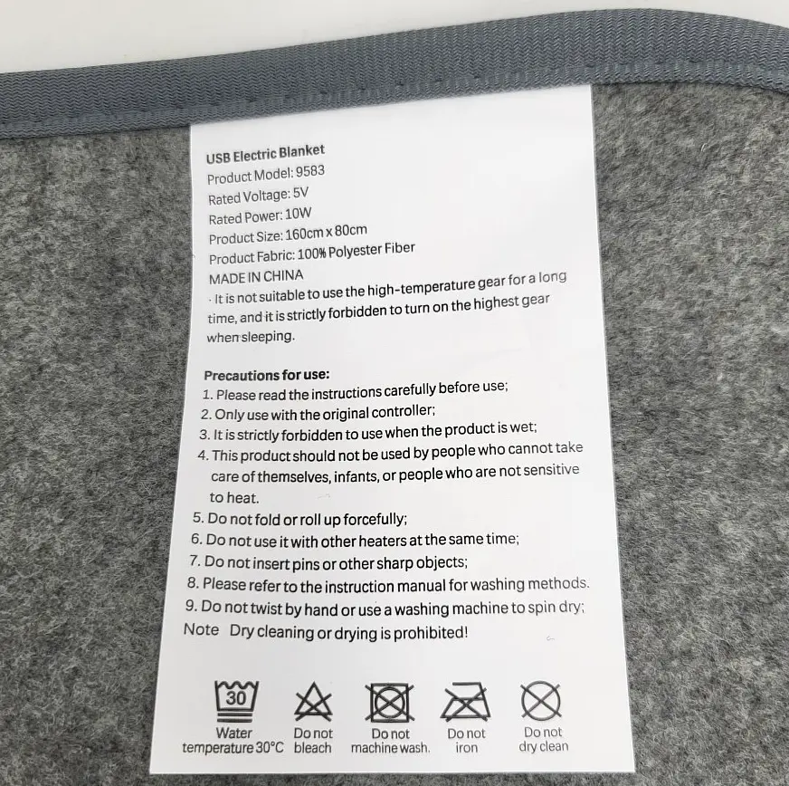 Електроковдра з підігрівом від Power Bank плед із живленням через USB від павербанка 160*80см UKC - фото 10