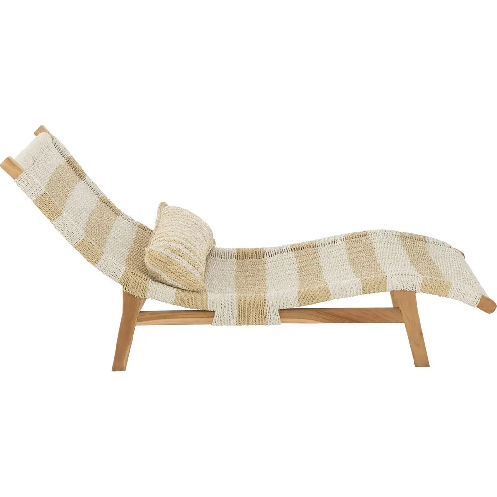 Шезлонг J-line з подушкою бежевий з білим (41519) - фото 2