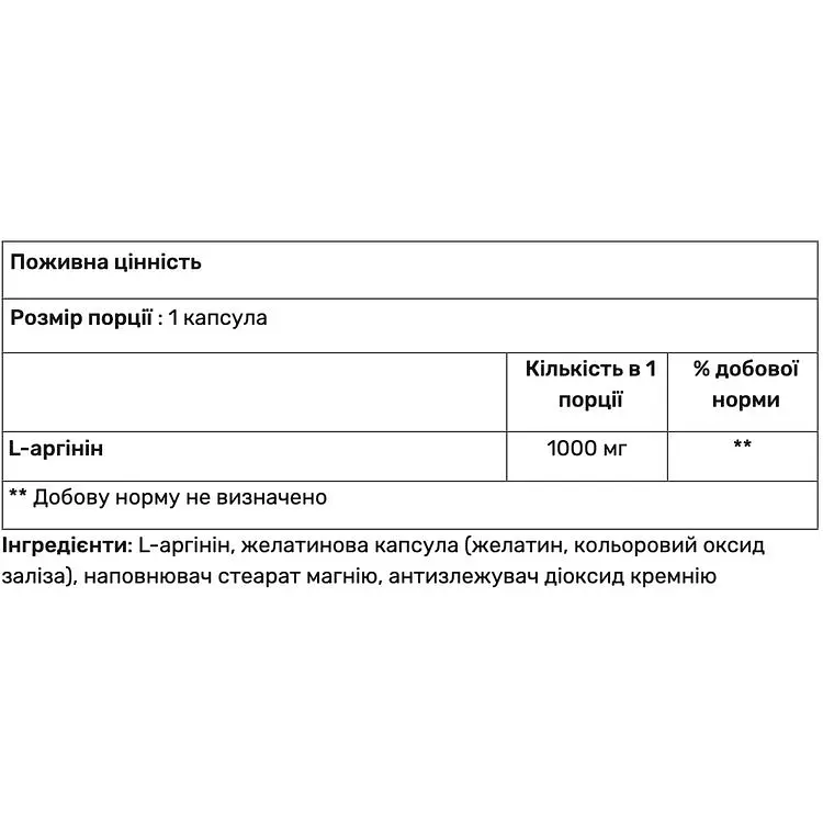 Аминокислота L-Аргинин Nutrend Arginine Max 90 капсул - фото 2