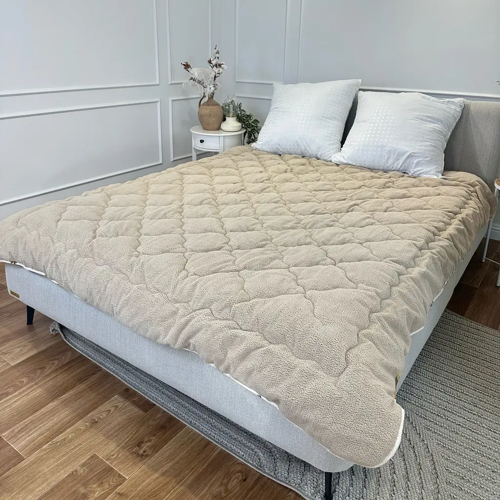 Ковдра євро відкрита двостороння з вовни Arda Camell wool 21438 195х215 см бежева - фото 4