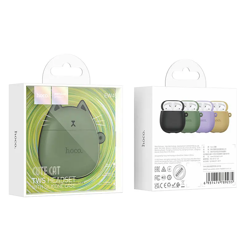 Наушники Hoco EW45 CAT TWS |BT5.3, 4h| Forest Cat (Green) - фото 3