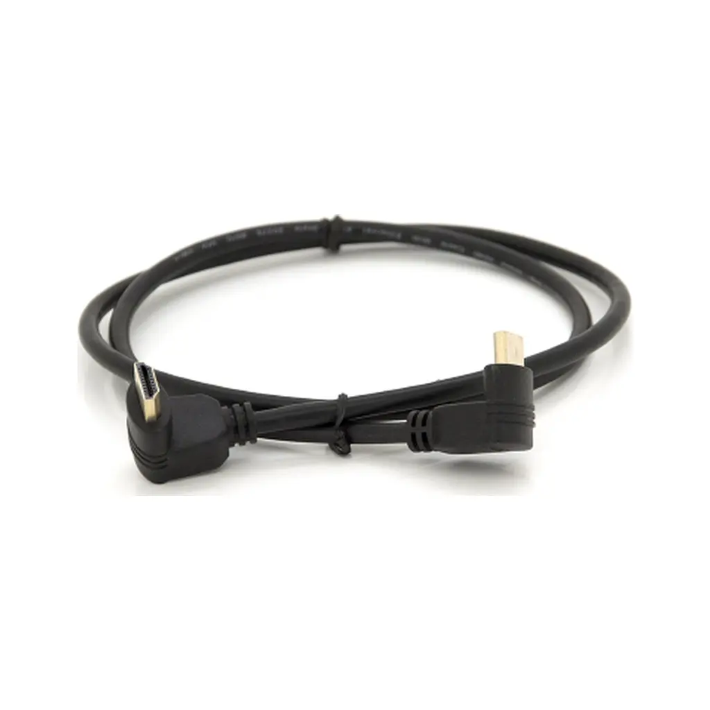 Кабель мультимедійний HDMI M to HDMI M 1.0m V1.4 90° corner black Merlion (YT-HDMI-1.0m/90°-90°) - фото 2
