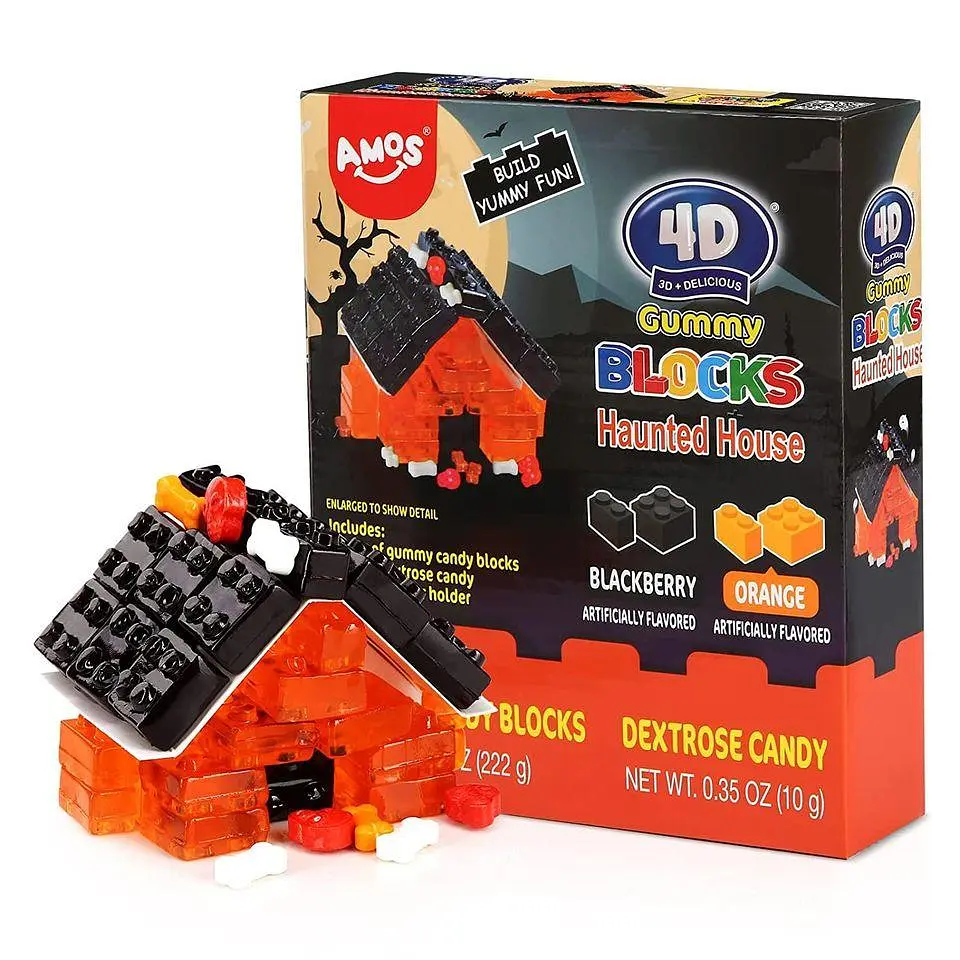 Жувальні цукерки Amos Halloween 4D Gummy Blocks Haunted House 232 г - фото 3