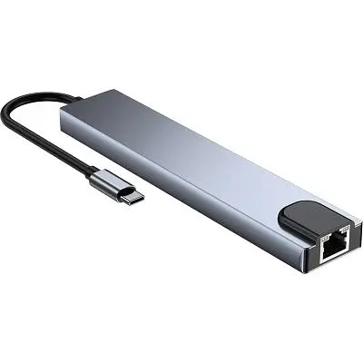 Концентратор Dynamode USB-C 8-in-1 HDMI 4K30Hz + 1xRJ45 + 1xUSB 3.0 + 1xUSB 2.0 + 1xUSB-C PD (BYL-2017L) - фото 3