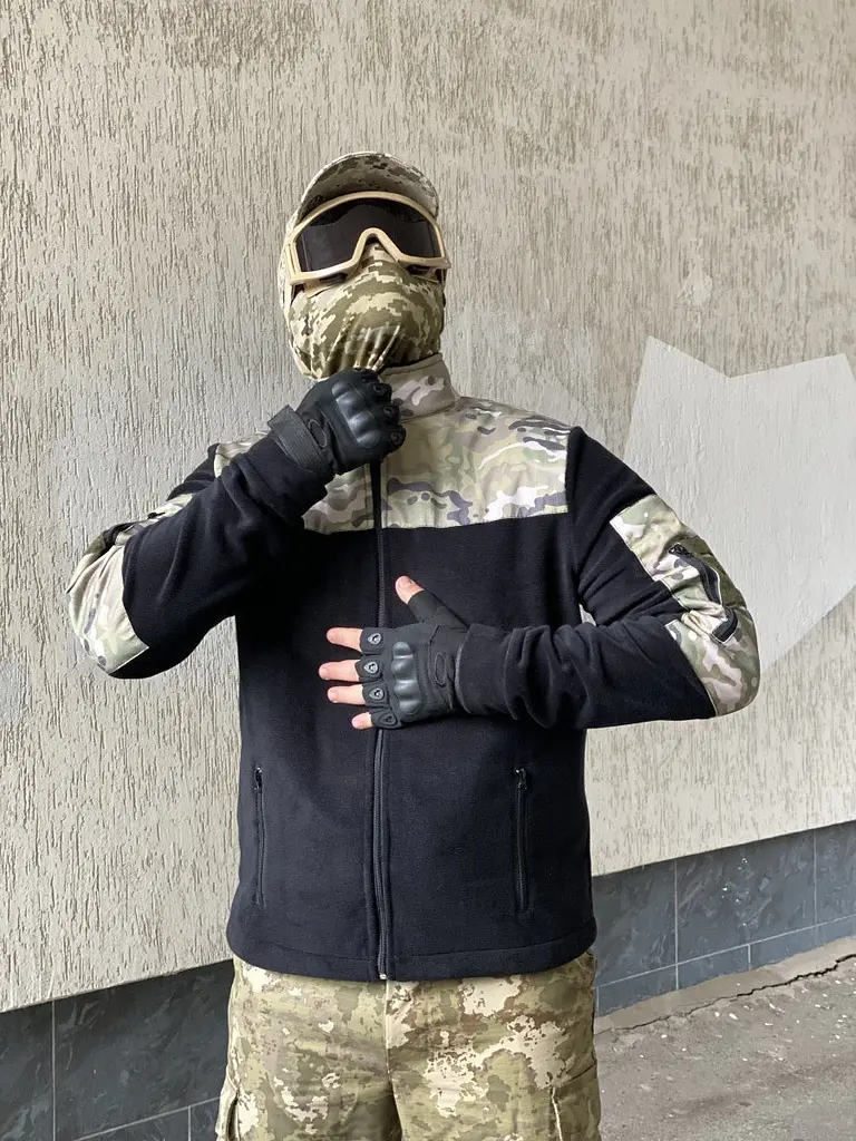 Флісова кофта чоловіча тактична з липучками під шеврони ВСУ мультикам 46 розмір - фото 4