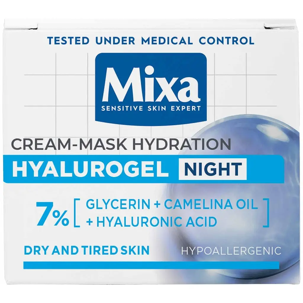 Нічний крем-маска Mixa Hydrating Hyalurogel Night для зневодненої чутливої шкіри 50 мл (D3376401) - фото 2