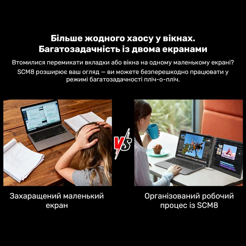 Монітор Blackview 15.3" SCM8 Single Screen Portable monitor 2 in 1 Grey Black FHD IPS 60Hz (BVSCM8) - фото 7