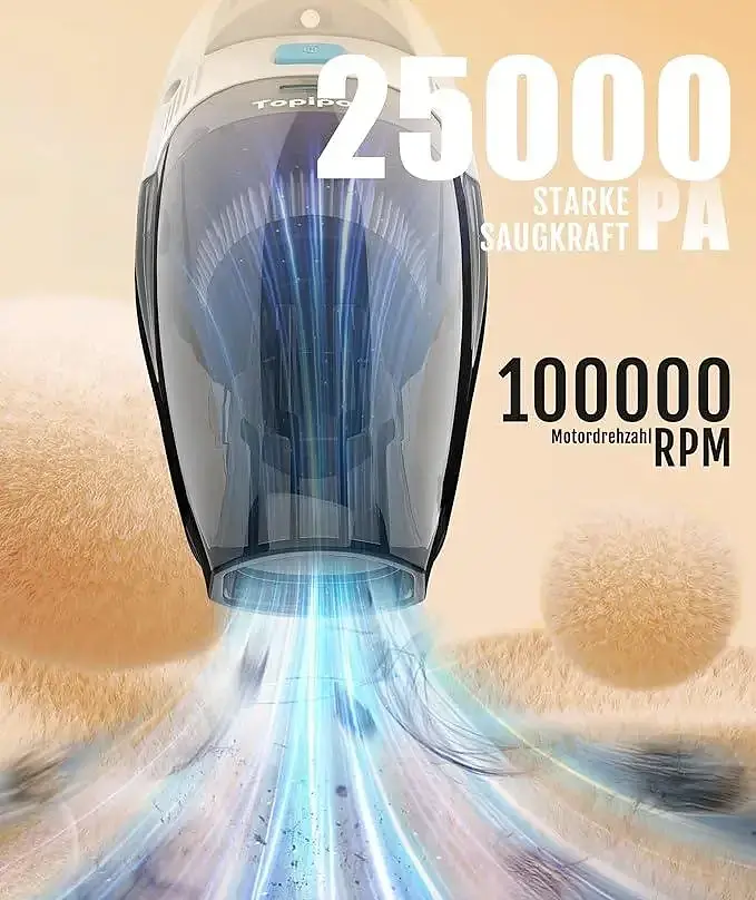 Акумуляторний автомобільний ручний пилосос Topipop GV09 25000 Па бездротовий з HEPA-фільтром та насадками білий (SKU-114) - фото 5
