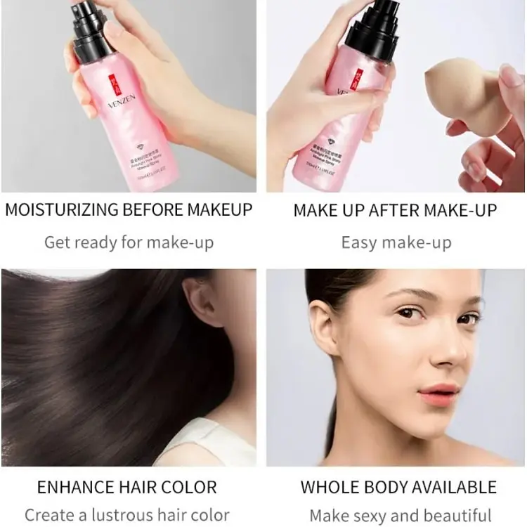 Спрей для закрепления макияжа Veze Ambilight Pink Shiny Makeup Spray с шиммером 100 мл - фото 3