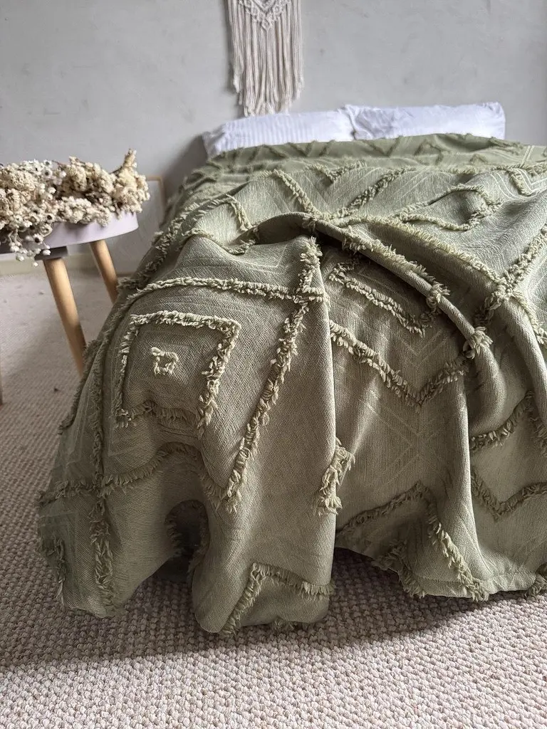 Покривало Zeintex в скандинавському стилі Scandi хакі 160х210 см - фото 4
