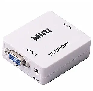Конвертер адаптер з VGA в HDMI перехідник перетворювач 1080P відео та аудіо UKC білий - фото 3