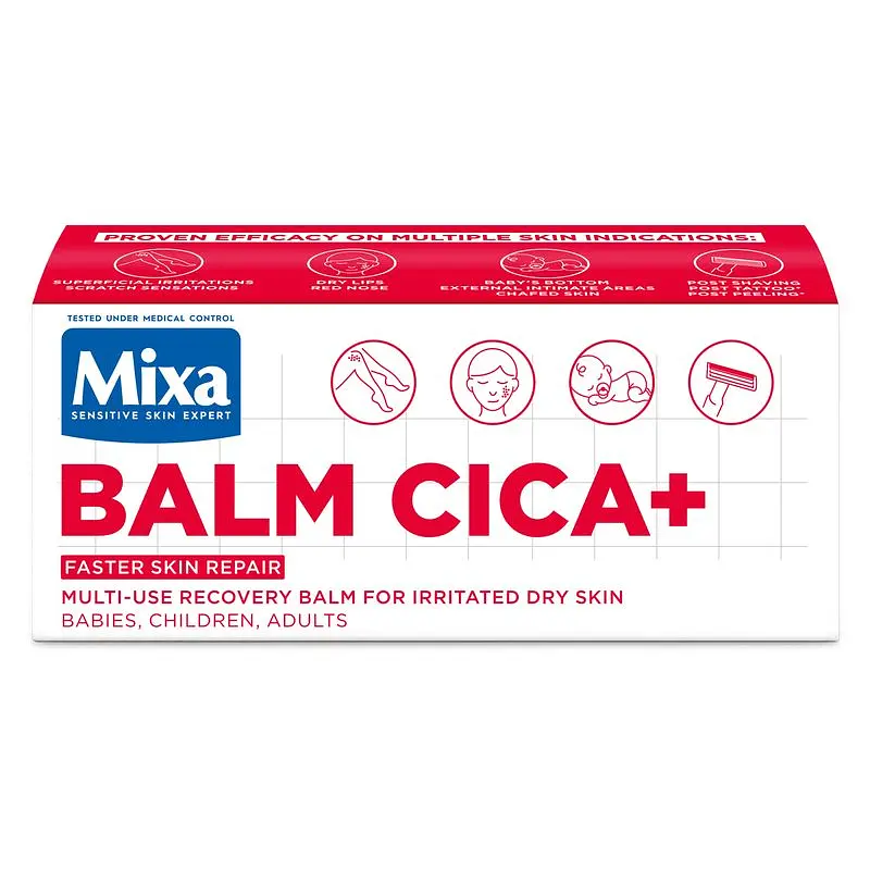 Багатофункціональний відновлювальний бальзам Mixa Balm Cica+ для подразненої сухої чутливої шкіри немовлят, дітей та дорослих 50 мл - фото 6