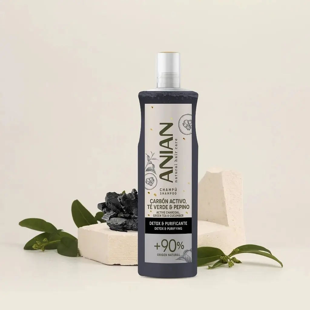 Шампунь Anian Active Charcoal, Green Tea & Cucumber для жирных волос 400 мл - фото 3