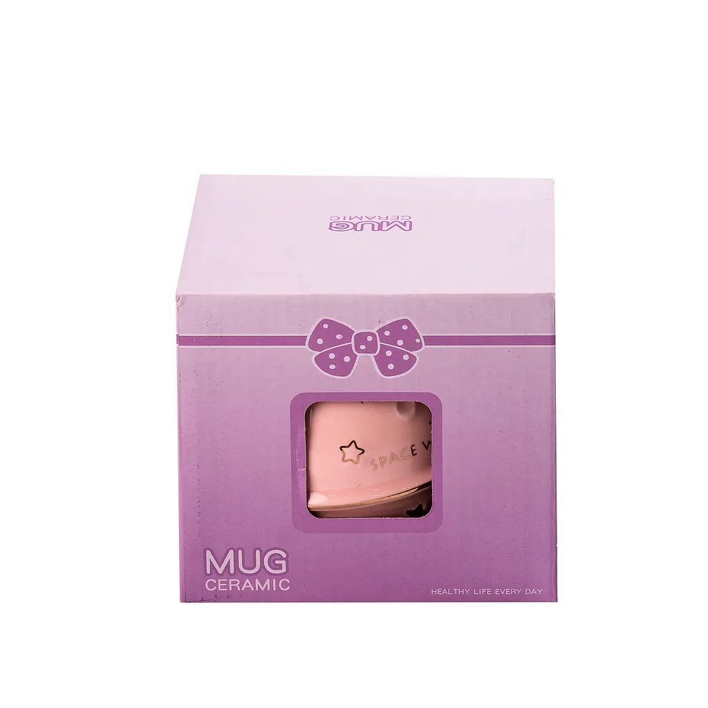 Чашка керамическая Happy Life Астронавт с крышкой и ложкой розовая 400 мл HPCY8282P - фото 3