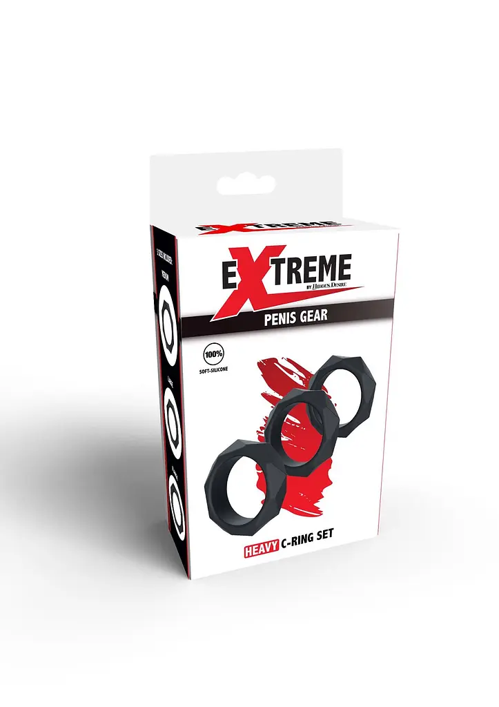 Набір ерекційних кілець Hidden Desire Heavy C-Ring Set 3 шт (чорний) - фото 19