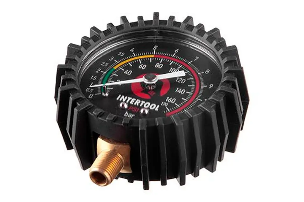 Манометр для підкачування шин коліс на пневматичний пістолет Intertool 1/8" x 63мм x 10бар PT-0499 - фото 6