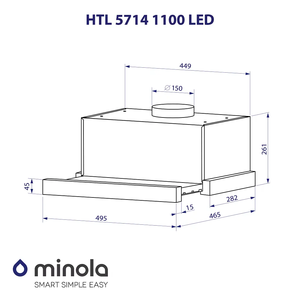 Вытяжка телескопическая Minola HTL 5714 BL 1100 LED - фото 12