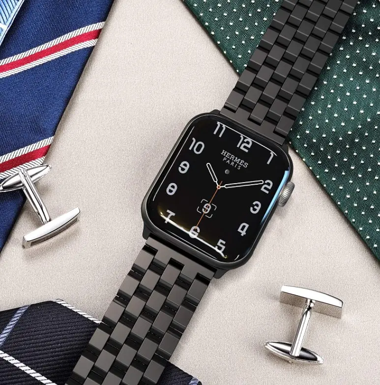 Браслет BeWatch для Apple Watch series 3/4/5/6 із шириною корпусу 38/40мм Quadro сталевий Чорний (1024401) - фото 4