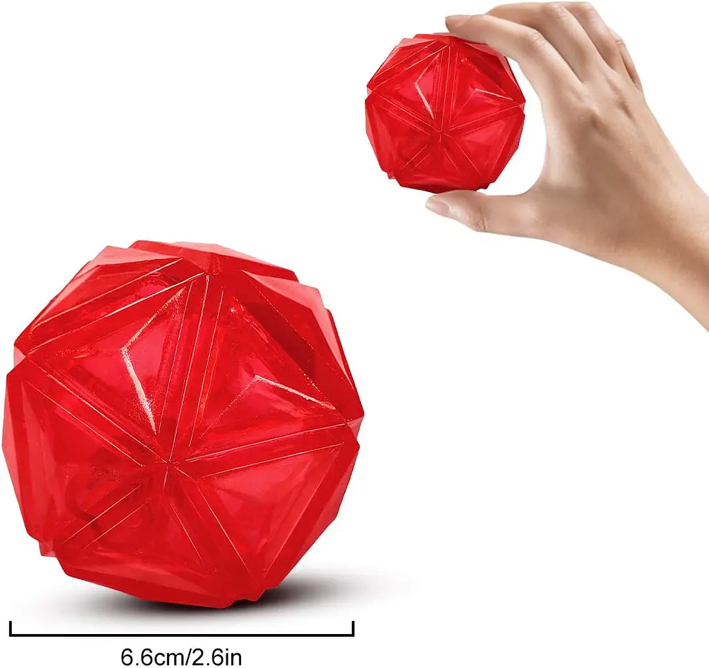 М'ячик для собак, що світиться Diamond Shape Elastic Squeaky Dog Ball з пищалкою - фото 7