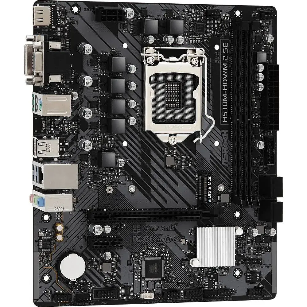 Материнська плата ASRock H510M-HDV/M.2 SE (1200/H470, 2xDDR4, 1xPCIex16, HDMI/DVI/VGA, 4xSATA, M.2, GLan, 7.1ch, mATX) - фото 2