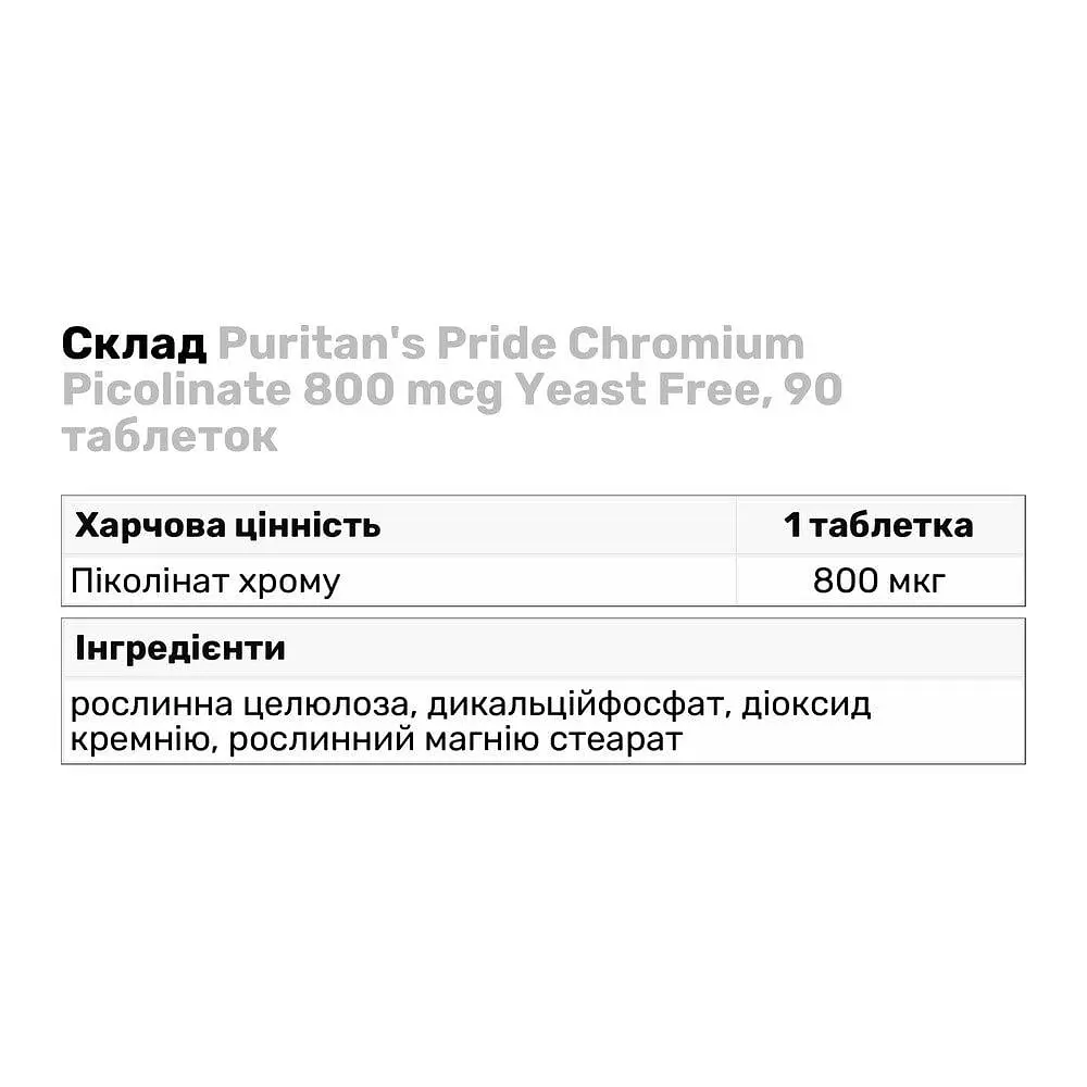 Вітаміни та мінерали Puritan's Pride Chromium Picolinate 800 mcg Yeast Free, 90 таблеток - фото 3