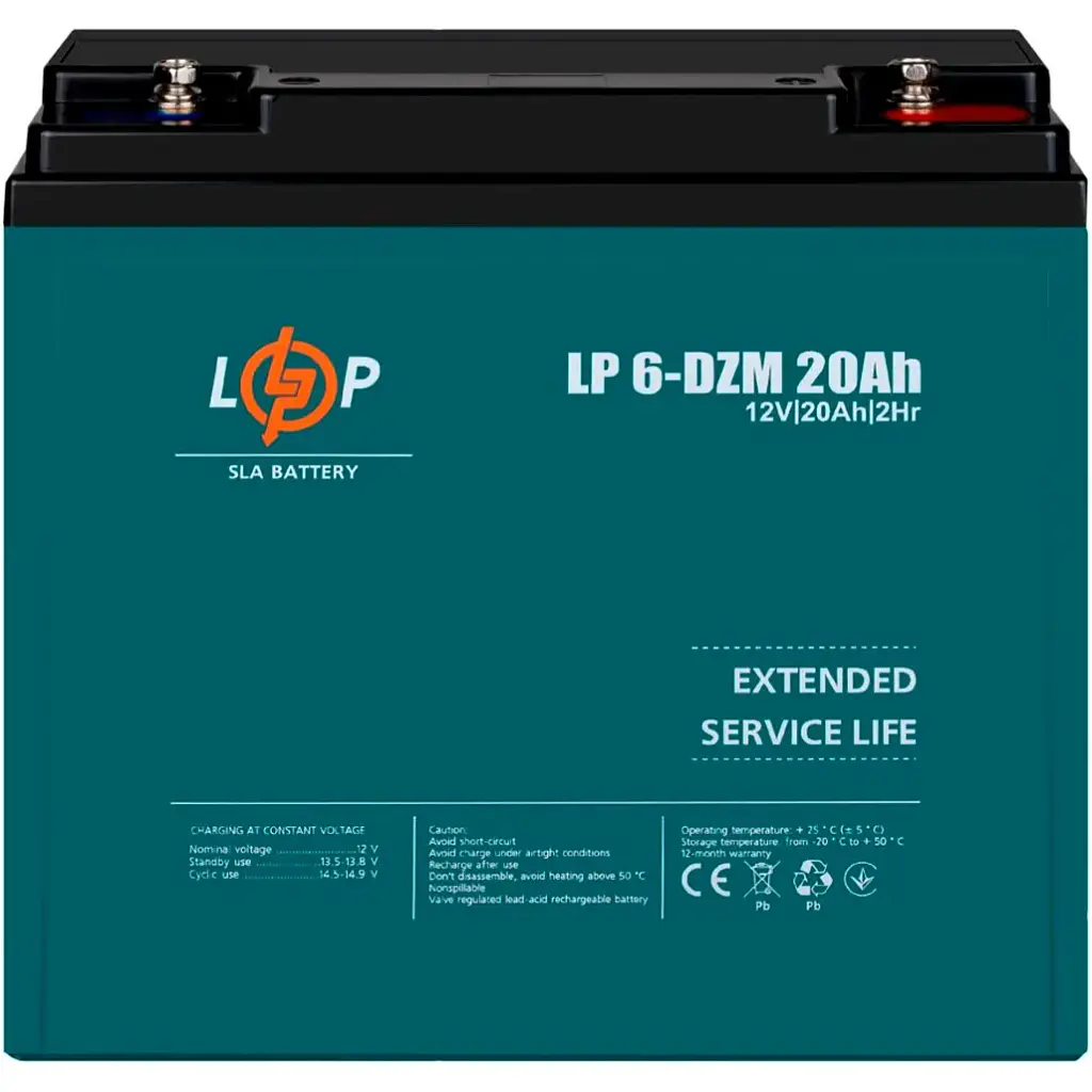 Аккумулятор LogicPower AGM 6-DZM 12V (12V/20Ah/240Wh) (5438) [109284] - фото 2