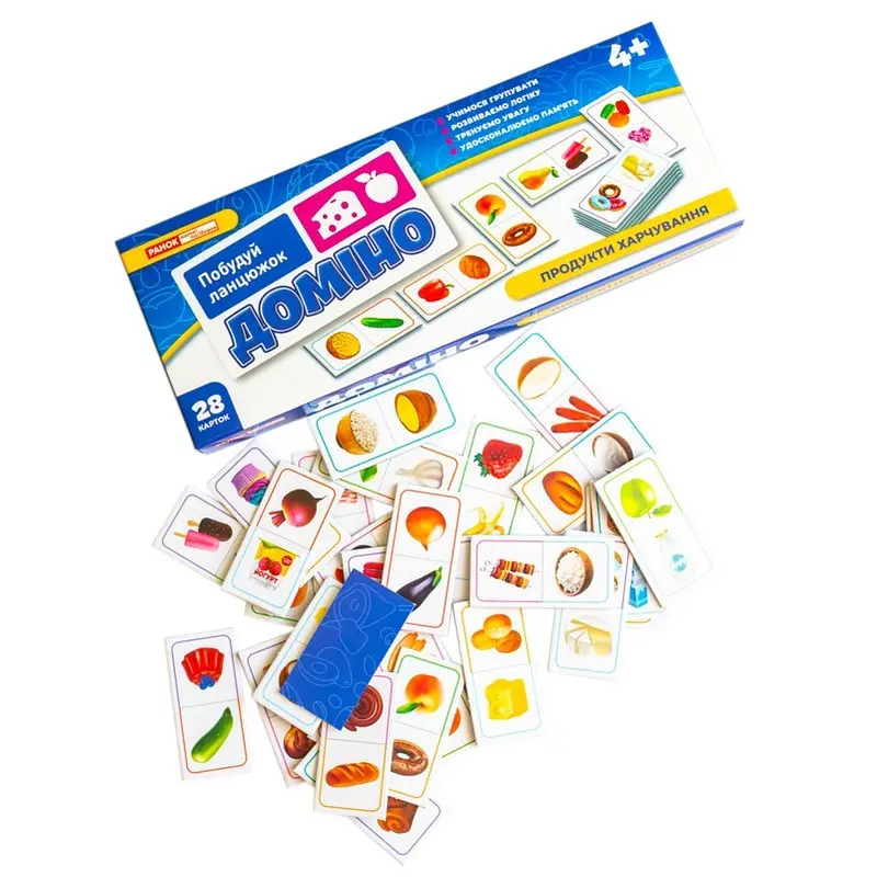 Дитяча настільна гра Ранок Доміно. Продукти харчування 10109169 28 карток - фото 9