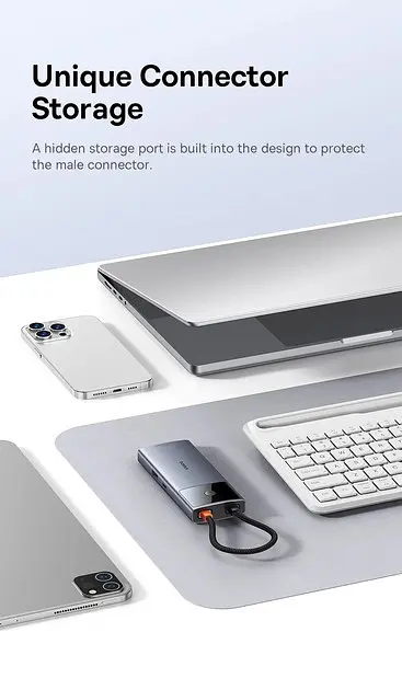 Хаб адаптер док-станция Baseus 6-in-1 Metal Gleam Series II USB-C to HDMI + LAN (RJ-45) B00061802813-00 - фото 3